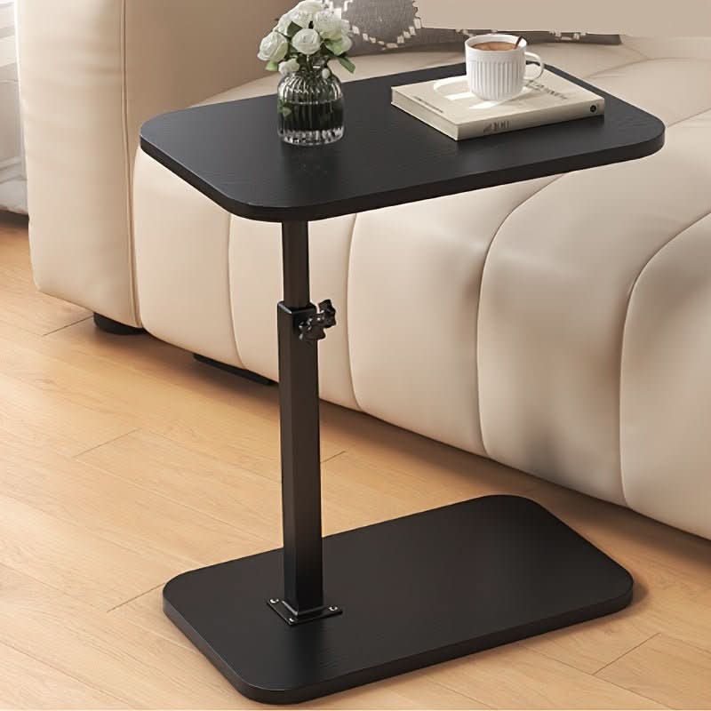 Adjustable Side Table with Height Control for Sofa & Bedside Use in Wood & Metal Frame