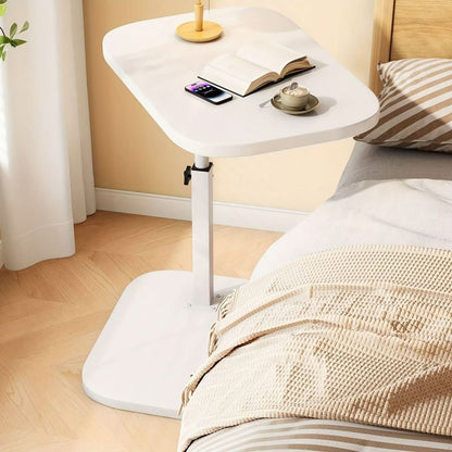 Adjustable Side Table with Height Control for Sofa & Bedside Use in Wood & Metal Frame