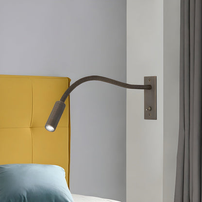 Adjustable LED Reading Light Wall Mount Black Metal Gooseneck Arm Sconce for Bedroom Nightstand Study Desk Task Lighting Modern Minimalist S