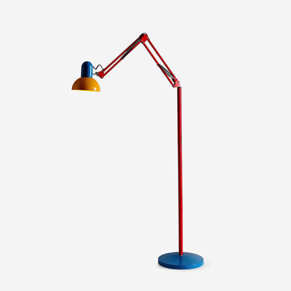 Articulated Task Lamp Standing Light 74 Inches Tall Posable Metal Reading Lamp Blue Red Yellow Colorful Modern Accent for Living Room Office