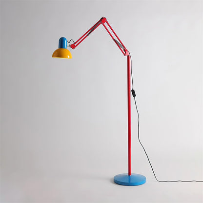 Articulated Task Lamp Standing Light 74 Inches Tall Posable Metal Reading Lamp Blue Red Yellow Colorful Modern Accent for Living Room Office