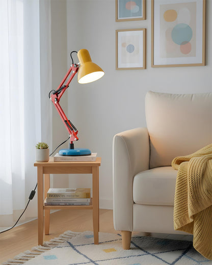 Articulating Metal Arm Task Lamp 21.6 in with Multicolor Accents for Desks Bedrooms Home Office Reading Study Workspace Nightstand