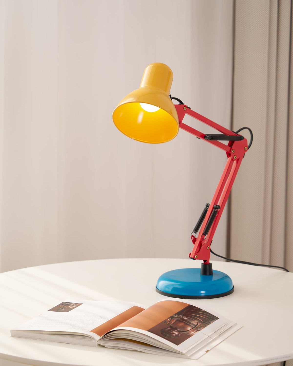 Articulating Metal Arm Task Lamp 21.6 in with Multicolor Accents for Desks Bedrooms Home Office Reading Study Workspace Nightstand