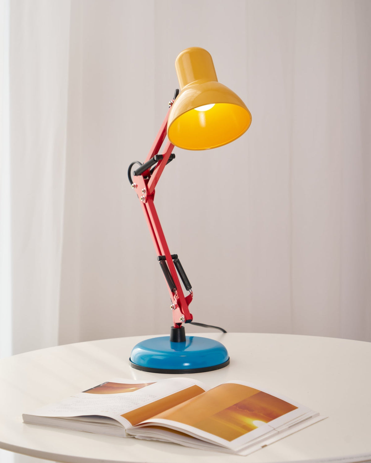 Articulating Metal Arm Task Lamp 21.6 in with Multicolor Accents for Desks Bedrooms Home Office Reading Study Workspace Nightstand