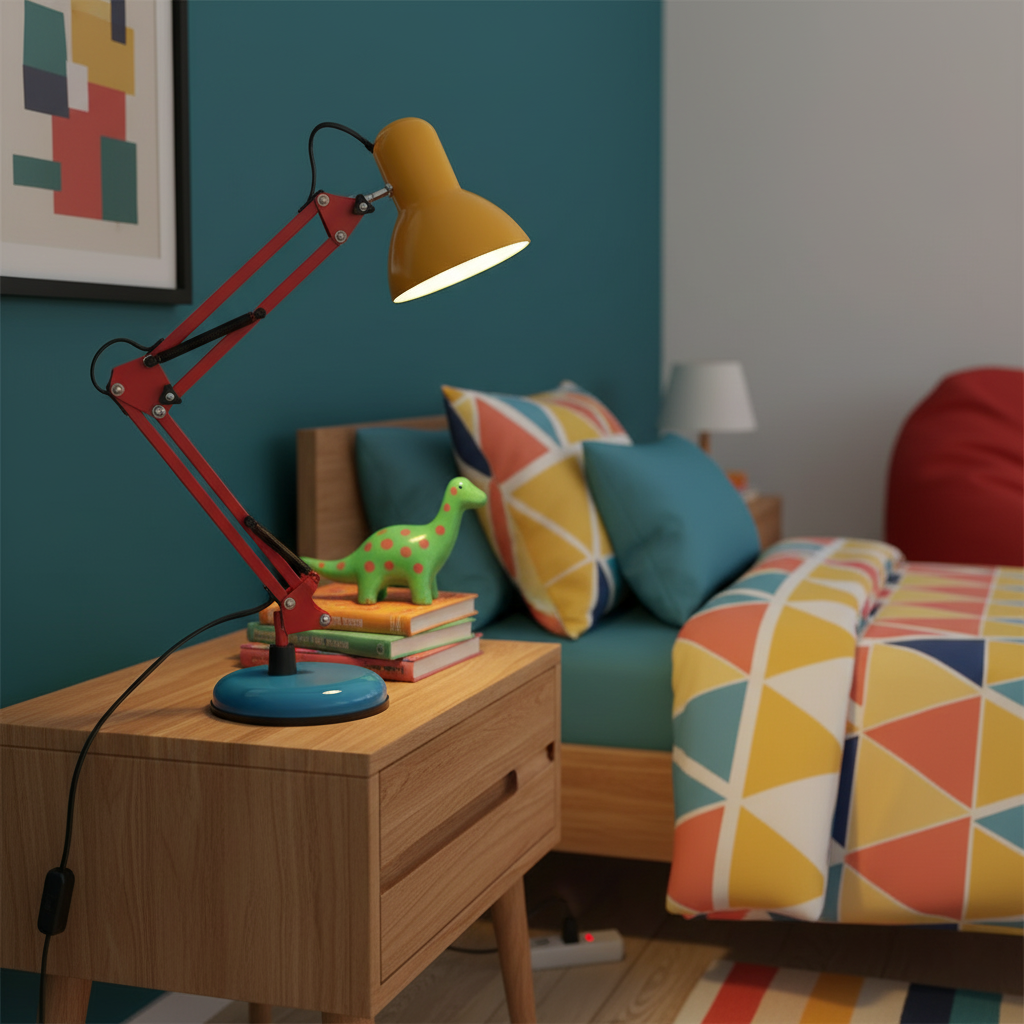 Articulating Metal Arm Task Lamp 21.6 in with Multicolor Accents for Desks Bedrooms Home Office Reading Study Workspace Nightstand
