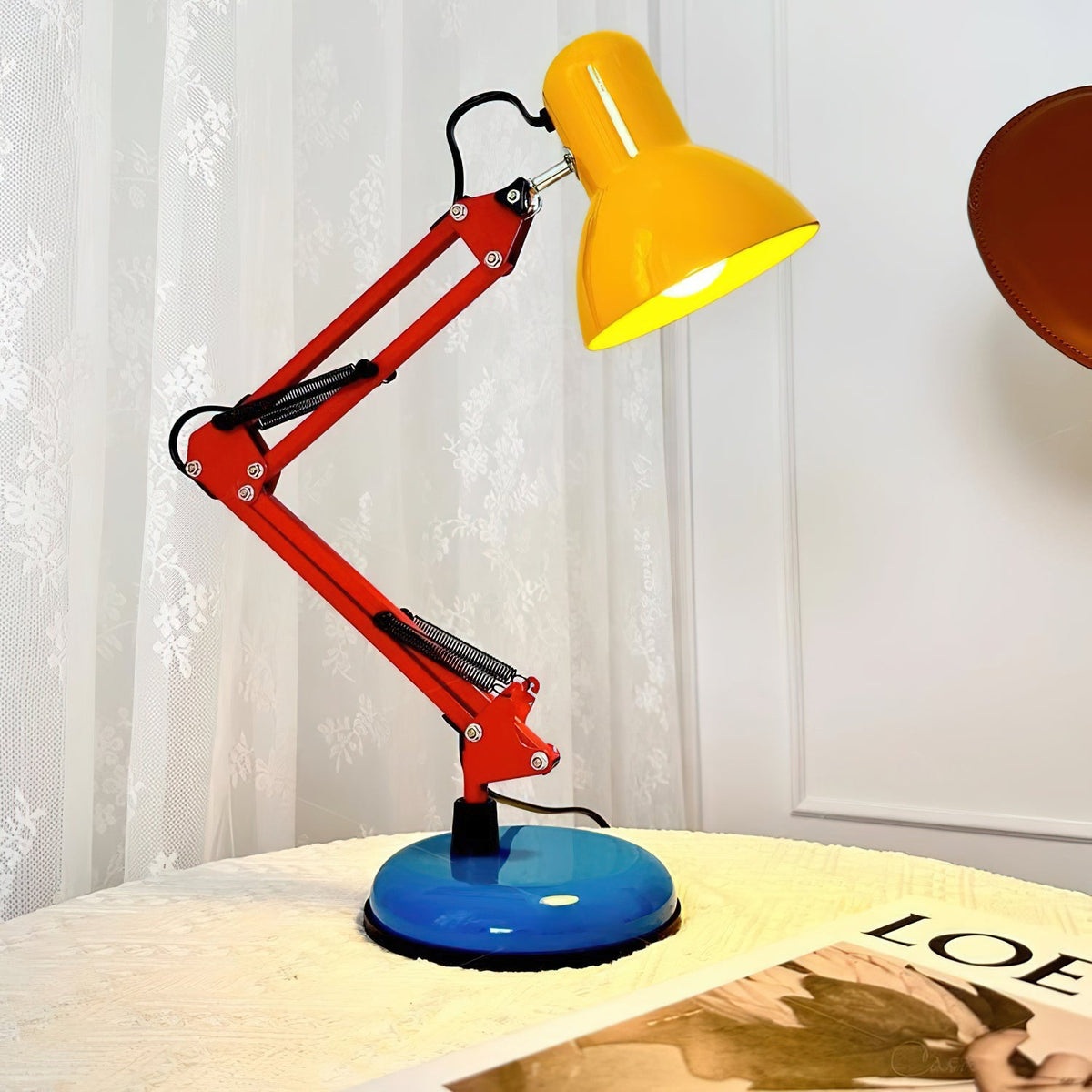 Articulating Metal Arm Task Lamp 21.6 in with Multicolor Accents for Desks Bedrooms Home Office Reading Study Workspace Nightstand