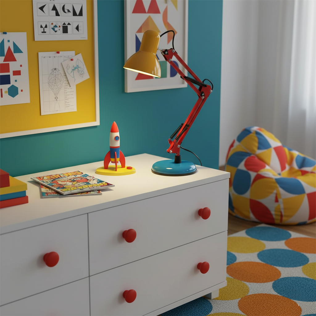 Articulating Metal Arm Task Lamp 21.6 in with Multicolor Accents for Desks Bedrooms Home Office Reading Study Workspace Nightstand