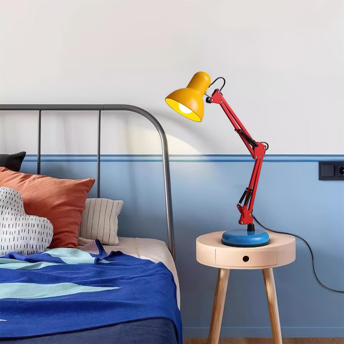 Articulating Metal Arm Task Lamp 21.6 in with Multicolor Accents for Desks Bedrooms Home Office Reading Study Workspace Nightstand