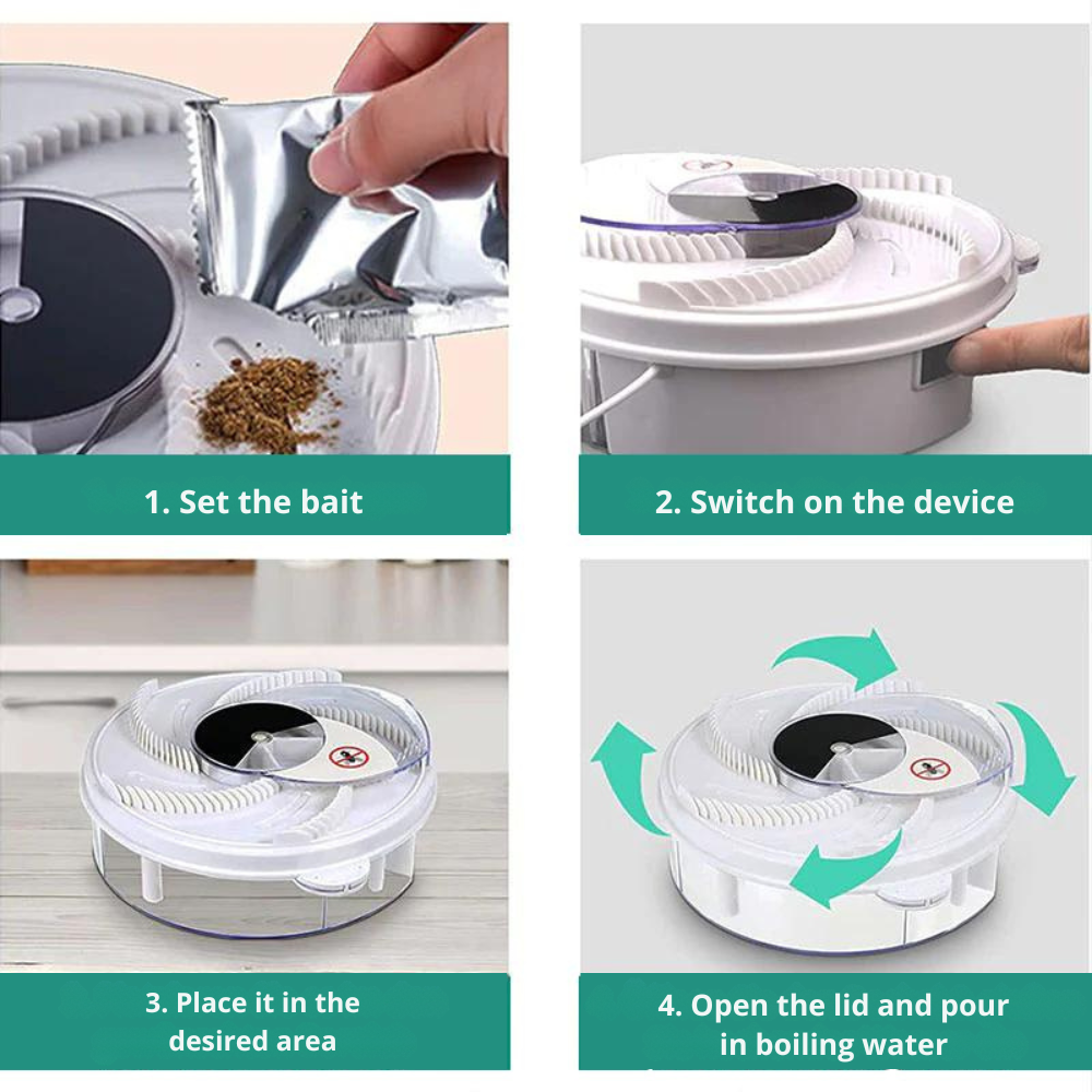 Automatic Fly Trap Catcher with Rotating Mechanism for Indoor & Outdoor Use Chemical-Free Pest Control Device for Kitchen Patio Camping