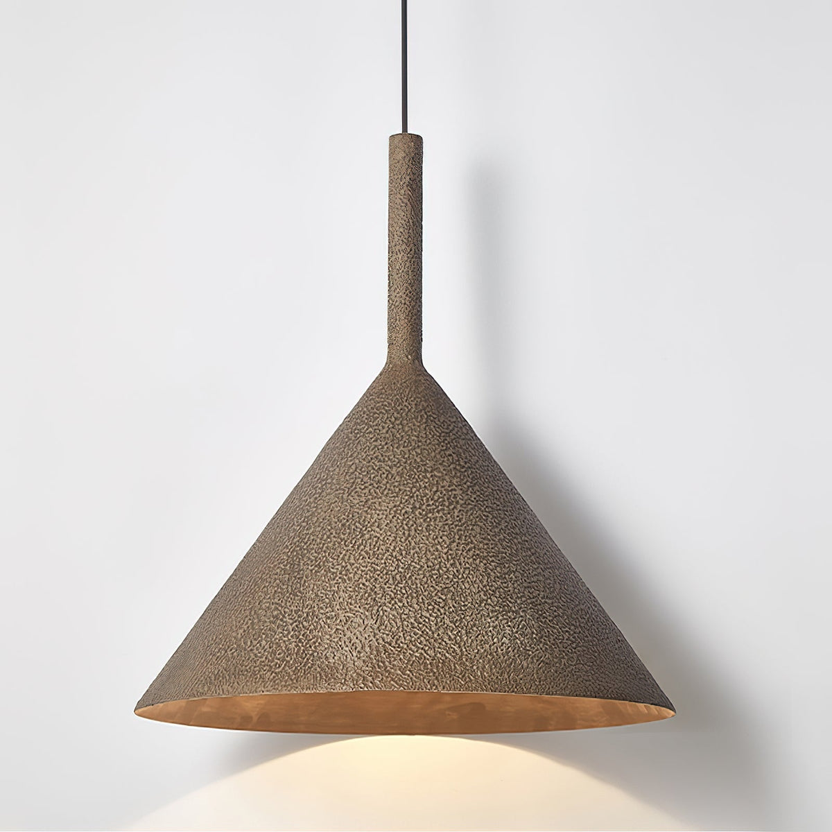 Iron Ceiling Fixture Hammered Texture Adjustable Height 18×19 in Overhead Dining Kitchen Island Entryway Aged Bronze Cone Shade