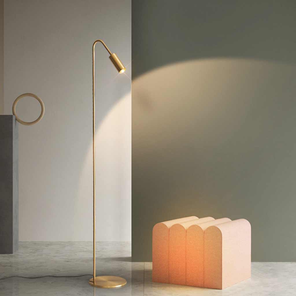 Arching Brass Spotlight Lamp with Adjustable LED Temperature 51 in Tall for Modern Homes Offices and Art Spaces