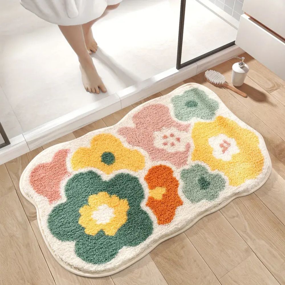 Flora Bath Mat - Soft Microfiber, Non-Slip, Absorbent Bathroom Rug