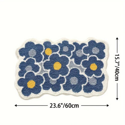 Flora Bath Mat - Soft Microfiber, Non-Slip, Absorbent Bathroom Rug