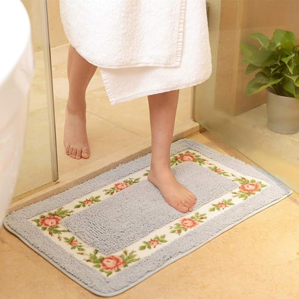 Classic Flower Bath Mat - Soft Microfiber, Non-Slip, Quick-Dry
