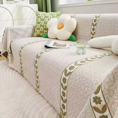 Flora Couch Cover - Premium Chenille, Leaf Pattern