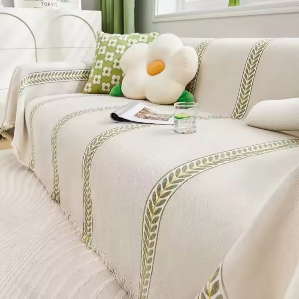 Flora Couch Cover - Premium Chenille, Leaf Pattern