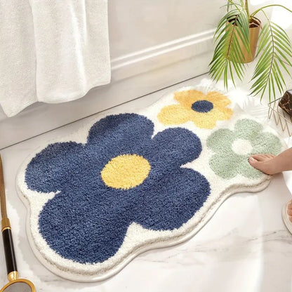 Flora Bath Mat - Soft Microfiber, Non-Slip, Absorbent Bathroom Rug