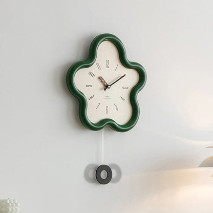Floral Elegance | 3D Floral Pendulum Wall Clock with Silent Movement | Nature-Inspired Decor for Tranquil Spaces