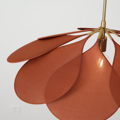 Fabric Flower Pendant Light with Adjustable Height in Brown, Coffee, Beige & Khaki – Soft Ambient Hanging Lamp for Bedrooms Dining Areas Liv