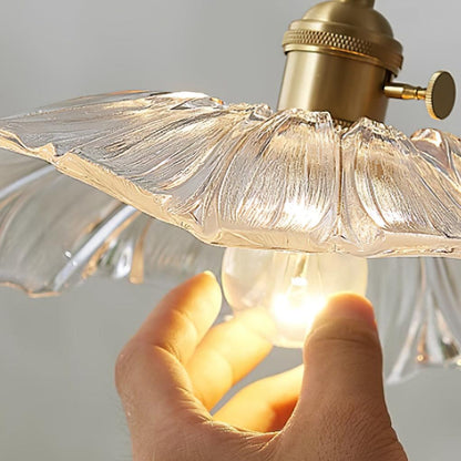 Glass Floral Pendant Ceiling Light 11 in Clear Copper Kitchen Island Dining Room Hanging Lamp E27 Fixture Vintage Style Decorative Lighting