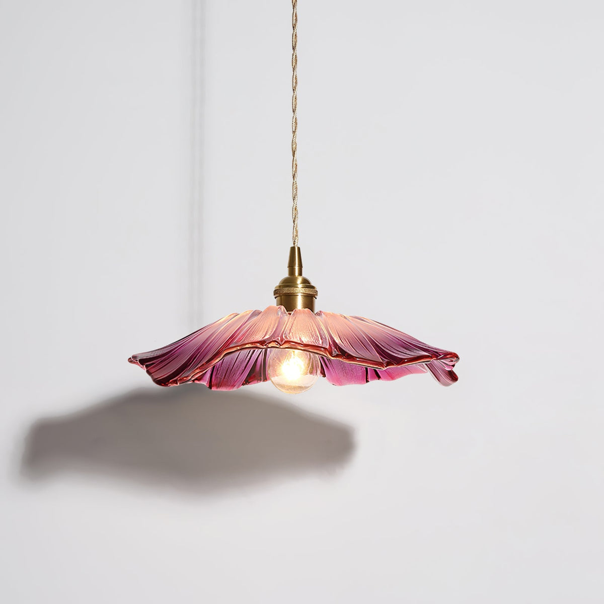 Hanging Ceiling Fixture with Floral Glass Shade 11 in x 5 in for Dining Areas Kitchen Islands Breakfast Nooks Pink Clear Green Finish Adjust