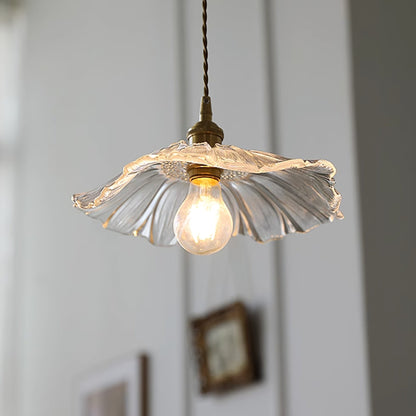 Hanging Ceiling Fixture with Floral Glass Shade 11 in x 5 in for Dining Areas Kitchen Islands Breakfast Nooks Pink Clear Green Finish Adjust