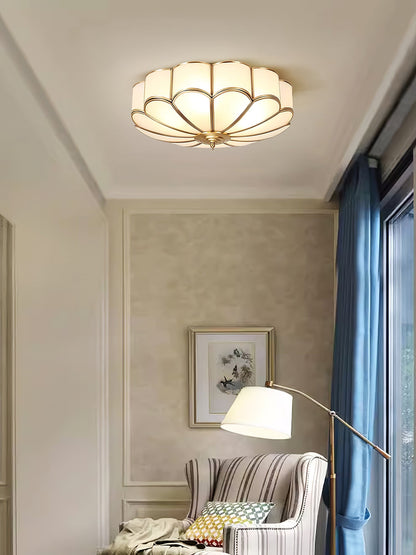 Brass Ceiling Light Flush Mount Frosted Glass Multi-Arm for Bedroom Study Living Room Modern Semi-Flush Home Indoor Accent Lighting