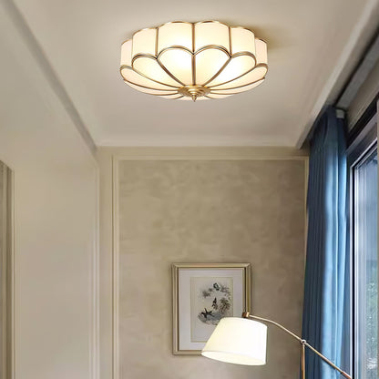 Brass Ceiling Light Flush Mount Frosted Glass Multi-Arm for Bedroom Study Living Room Modern Semi-Flush Home Indoor Accent Lighting