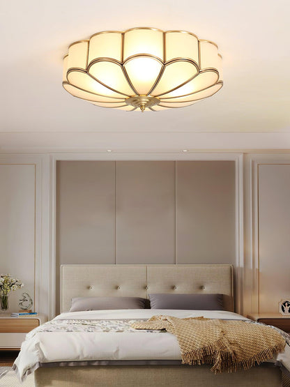 Brass Ceiling Light Flush Mount Frosted Glass Multi-Arm for Bedroom Study Living Room Modern Semi-Flush Home Indoor Accent Lighting