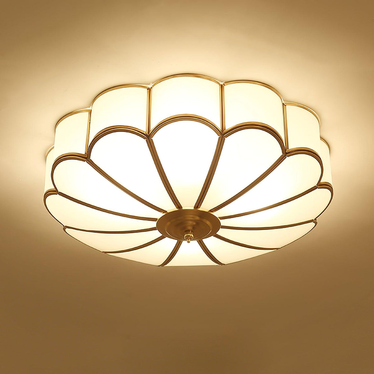 Brass Ceiling Light Flush Mount Frosted Glass Multi-Arm for Bedroom Study Living Room Modern Semi-Flush Home Indoor Accent Lighting