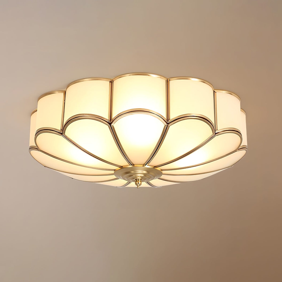 Brass Ceiling Light Flush Mount Frosted Glass Multi-Arm for Bedroom Study Living Room Modern Semi-Flush Home Indoor Accent Lighting