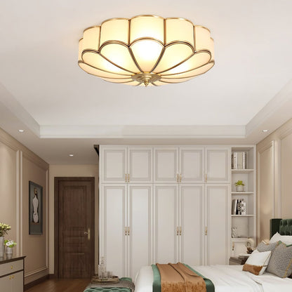 Brass Ceiling Light Flush Mount Frosted Glass Multi-Arm for Bedroom Study Living Room Modern Semi-Flush Home Indoor Accent Lighting