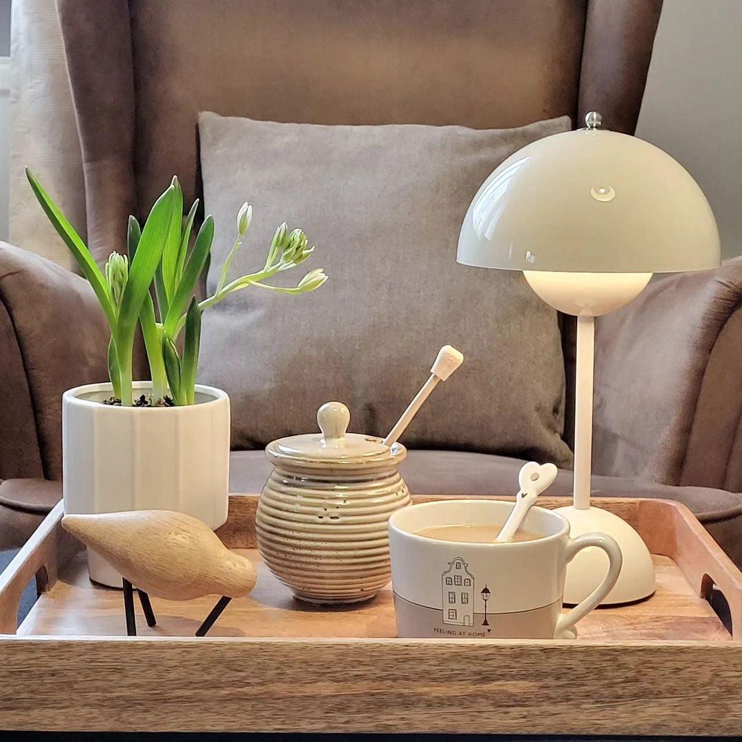 Rechargeable LED Touch Lamp Metal Cordless Mini Nightstand Light Tri-Color Modes USB Charging Port 6.3 in Round Portable for Bedroom Office