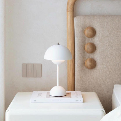 Rechargeable LED Touch Lamp Metal Cordless Mini Nightstand Light Tri-Color Modes USB Charging Port 6.3 in Round Portable for Bedroom Office