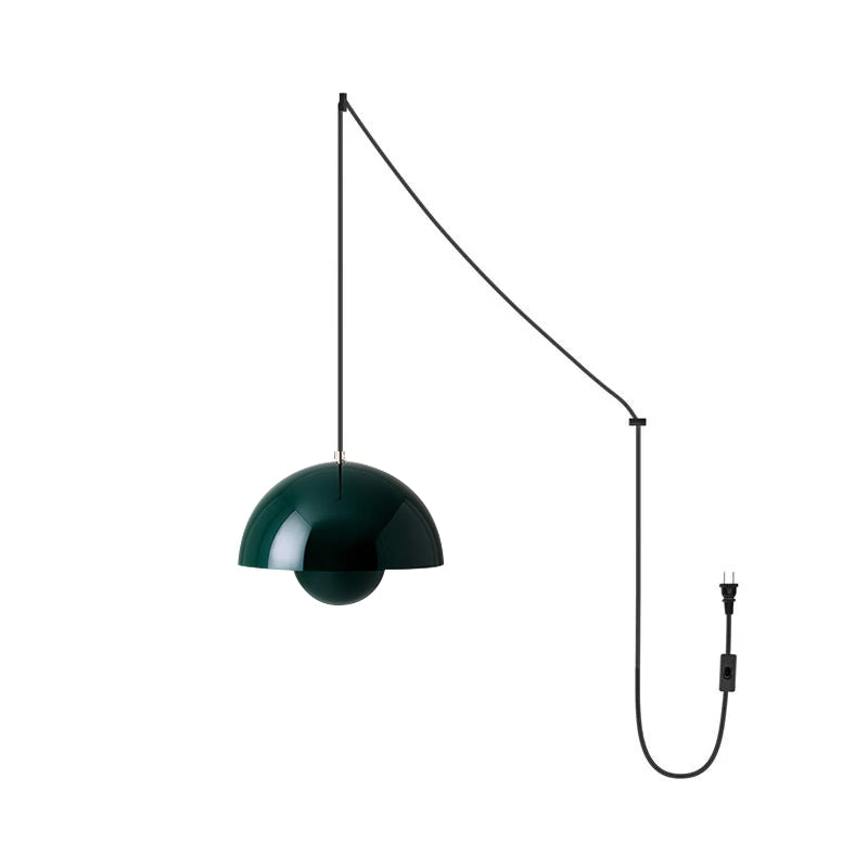 Aluminum Overhead Fixture 9 in Dome Shade Adjustable Cord Contemporary Lighting Kitchen Dining Room Island Ceiling Lamp Geometric Hemisphere