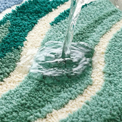 Fiona Bath Mat - Non-Slip Microfiber, Coastal Wavy Design