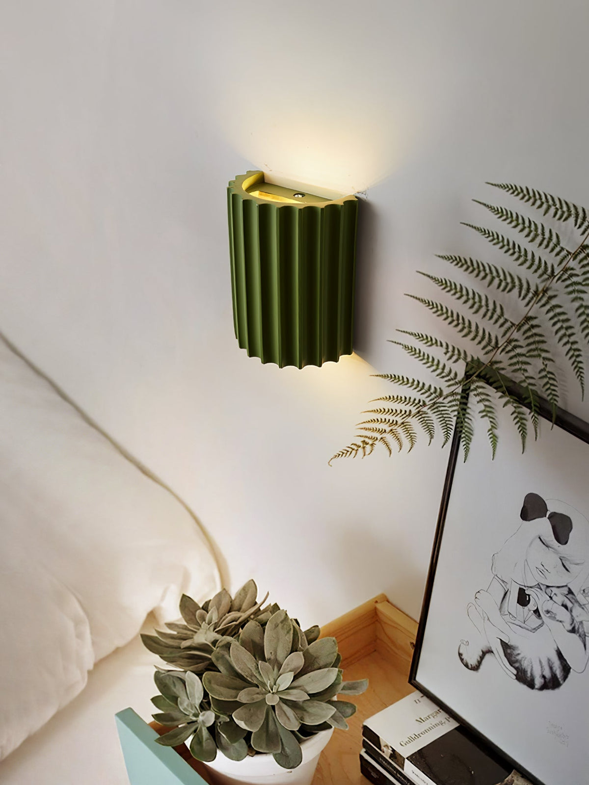Textured Resin Sconce 5.5 in Bidirectional LED Fixture White Gray Green Orange for Hallway Bedroom Entryway Modern Ambient Wall Lighting G9