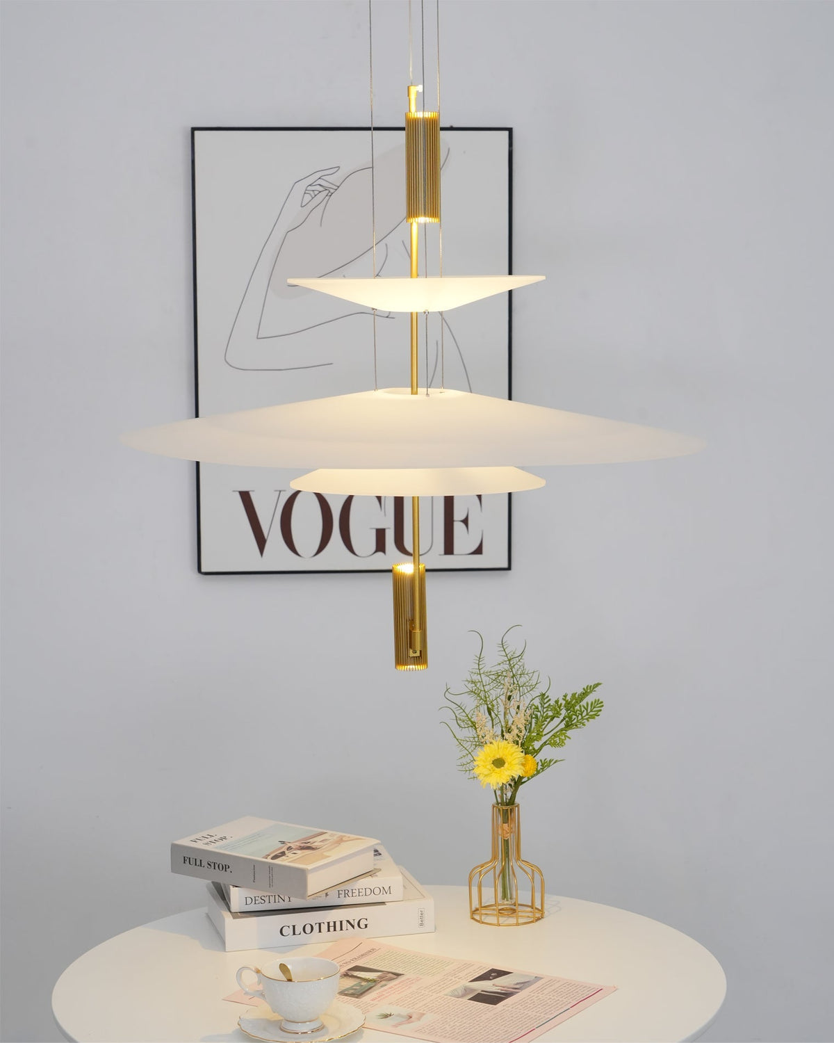 Modern LED Ceiling Fixture 26 Inch White Acrylic Adjustable Height for Kitchen Dining Bedroom Entryway Overhead Lighting Fixture