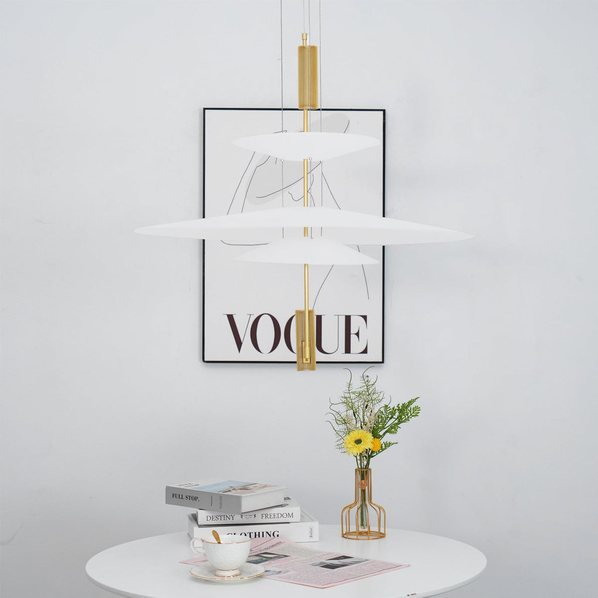 Modern LED Ceiling Fixture 26 Inch White Acrylic Adjustable Height for Kitchen Dining Bedroom Entryway Overhead Lighting Fixture