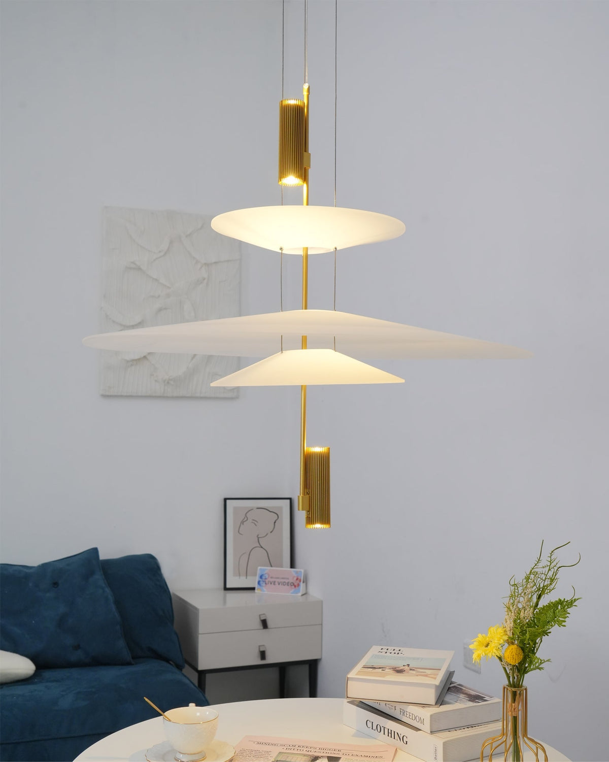 Modern LED Ceiling Fixture 26 Inch White Acrylic Adjustable Height for Kitchen Dining Bedroom Entryway Overhead Lighting Fixture