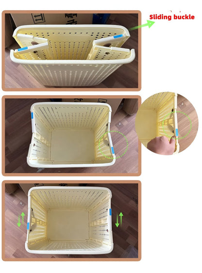 FoldEase | Collapsible Laundry Basket with Wheels & Space-Saving Design | Durable Storage Solution for Easy Transport