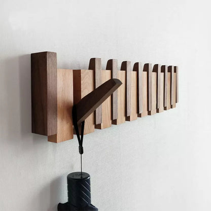 Foldable Wall Hook in Beech and Walnut Wood – Space-Saving Design for Coats and Accessories