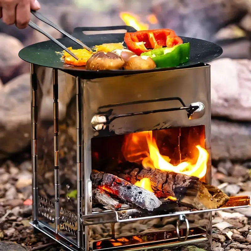 Foldable Wood Burning Stove | Stainless Steel with Efficient Combustion | Compact Design for Outdoor Adventures