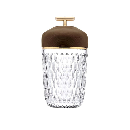 Rechargeable Crystal Desk Lamp with Wood Accents & USB Port – 11 in Cordless LED Reading Light for Nightstand, Office, Bedroom, Patio