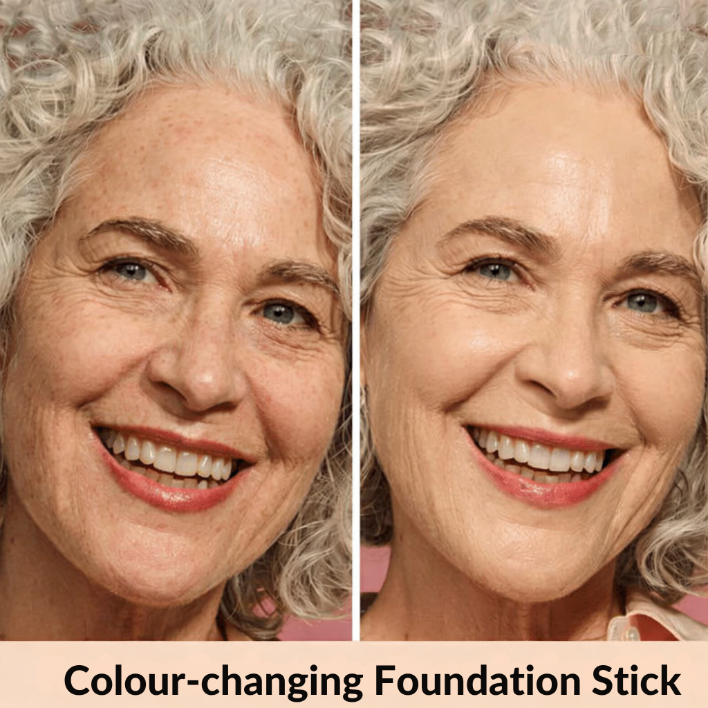 Color-Adapting Foundation Stick with Built-In Brush for Flawless Skin Tone Matching and Hydration | Cream Foundation Makeup | Travel-Friendl