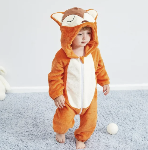 Soft Baby Animal Onesie Costume with Hood – Full-Zip Fleece Outfit for Infants & Toddlers – Home, Playdates & Photo Ops