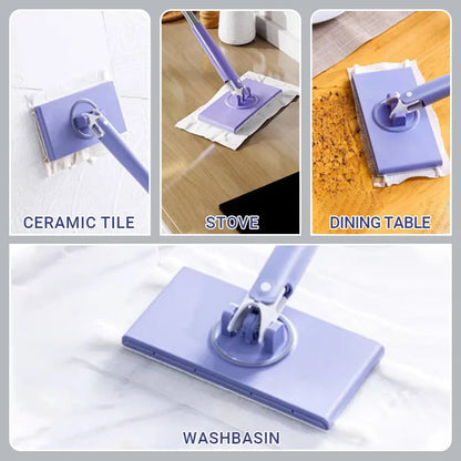 Disposable Wipe Floor Mop with 28-Inch Handle for Kitchens Bathrooms Hardwood Tile No-Bucket Quick Clean System Lilac