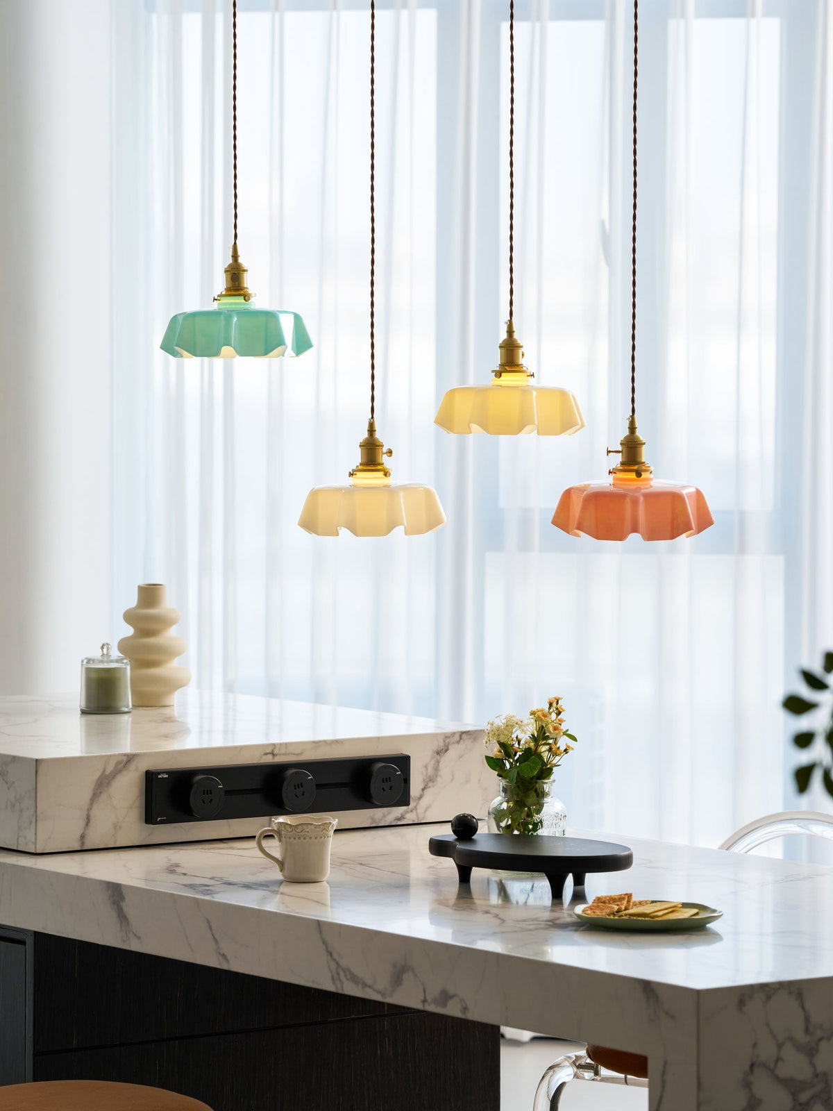 Hanging Ceiling Light Fixture Textured Dome Shade White Beige Pink Blue for Kitchen Island Dining Room Adjustable Height Indoor Pendant Lamp