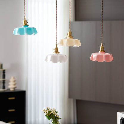 Hanging Ceiling Light Fixture Textured Dome Shade White Beige Pink Blue for Kitchen Island Dining Room Adjustable Height Indoor Pendant Lamp
