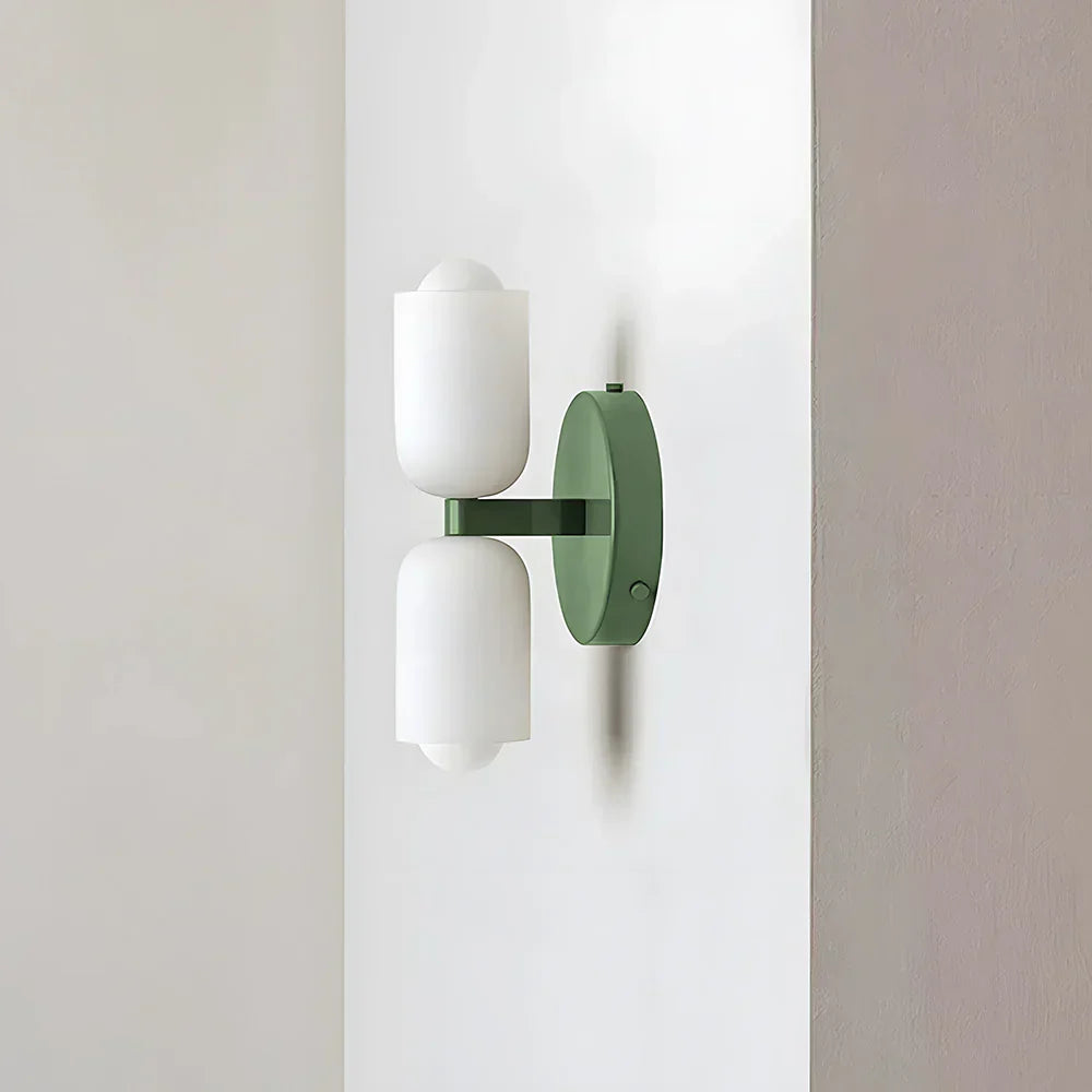 Iron & Glass Sconce Dual-Light Fixture for Bedroom Hallway Bathroom Parisian-Inspired Accent 10 in Tall E14 Socket 6 Finishes